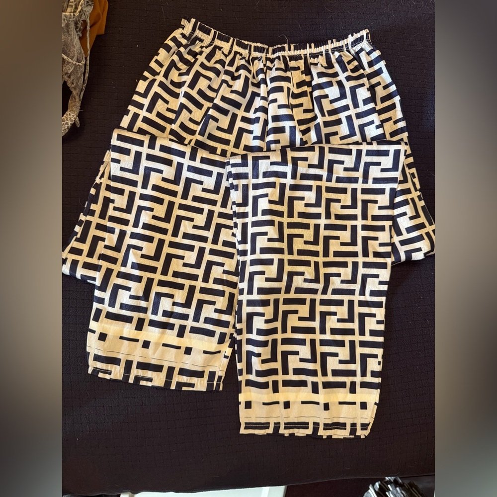 Satin pajama bottoms. Sz S Blue & white